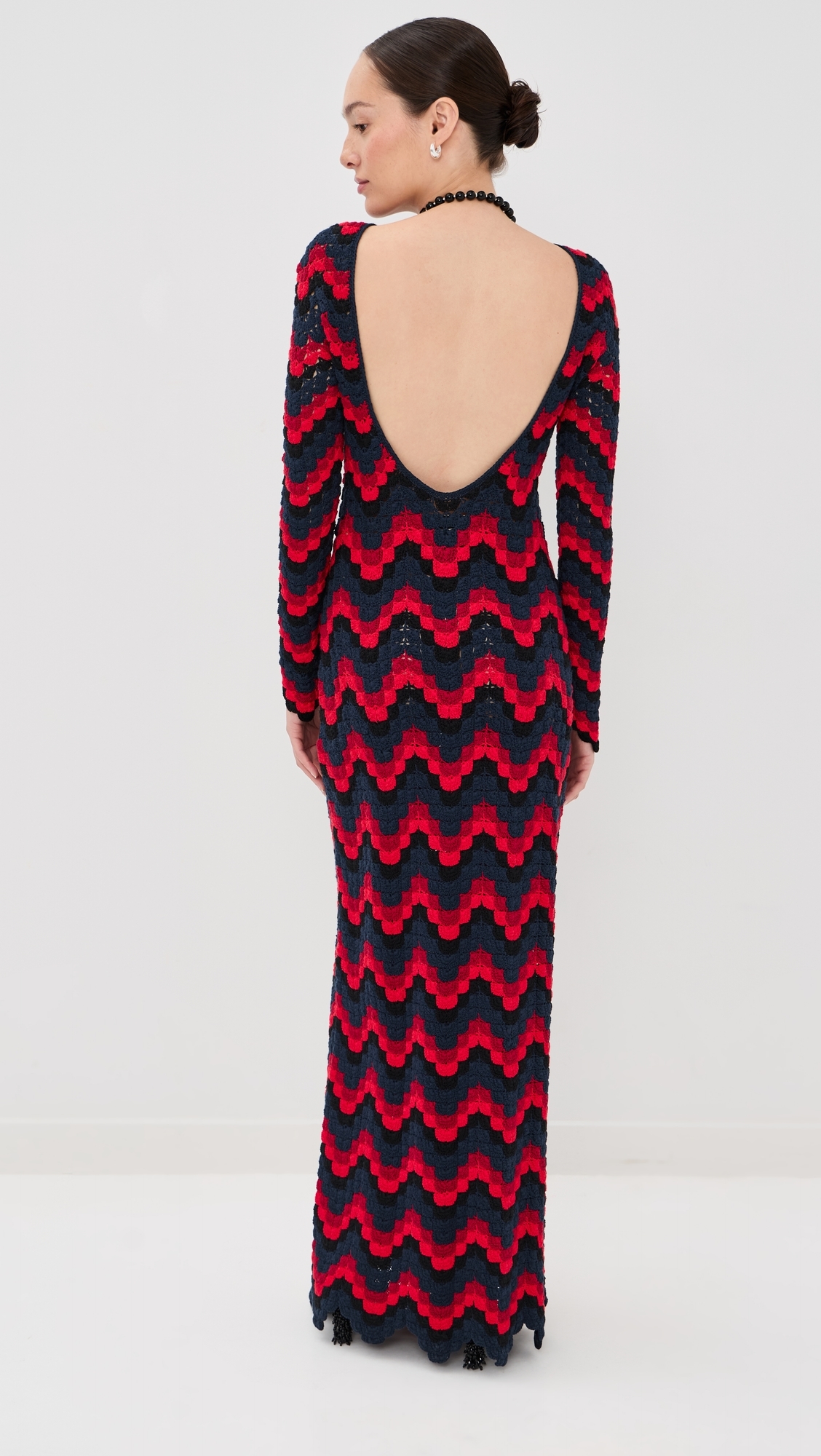 Ursula Crochet Maxi Dress RED / NAVY