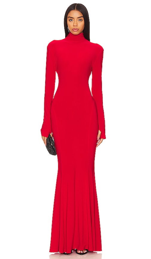 Norma Kamali ROBE DE SOIRÉE SIRÈNE TURTLE en Red.  M. Also en