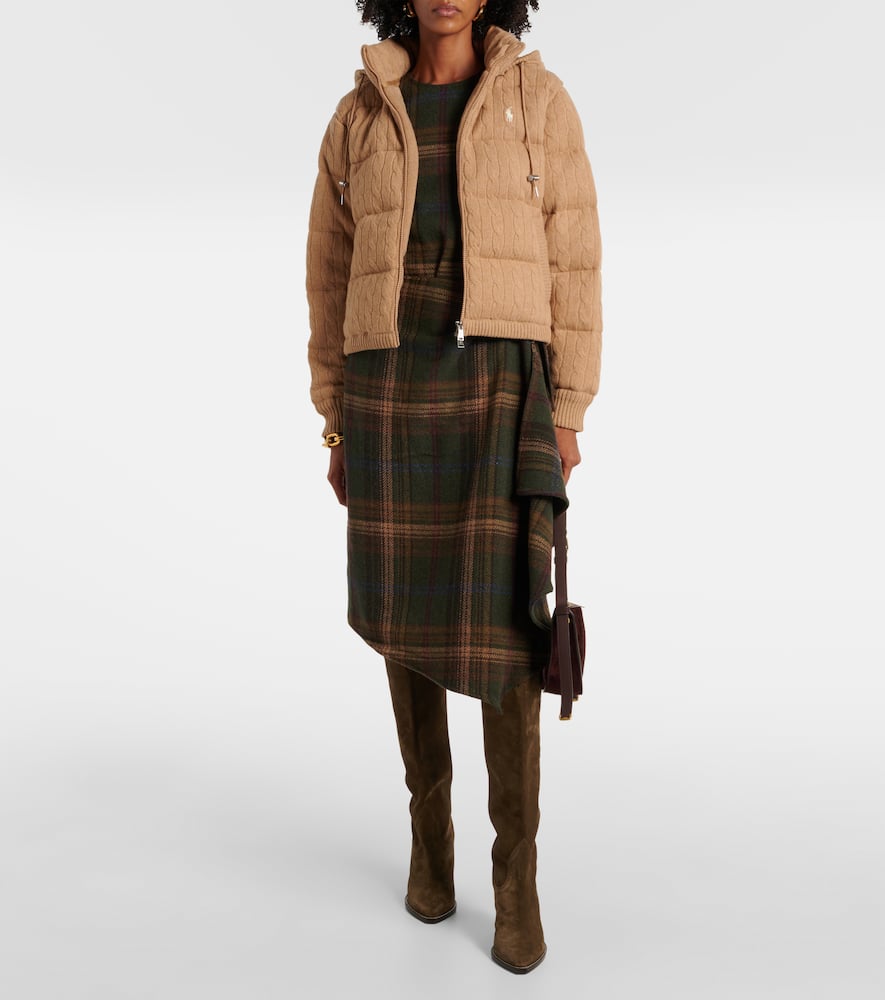 Cable-knit wool and cashmere down jacket
