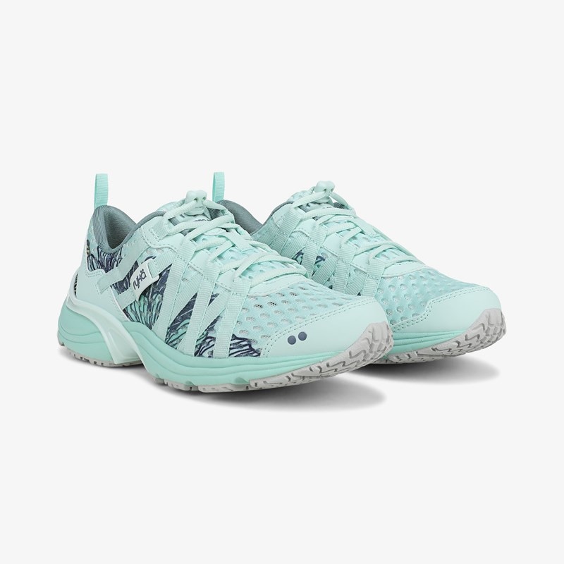 Hydro Sport Water Shoes Opal Green Mesh Fabric Leather Lightweight