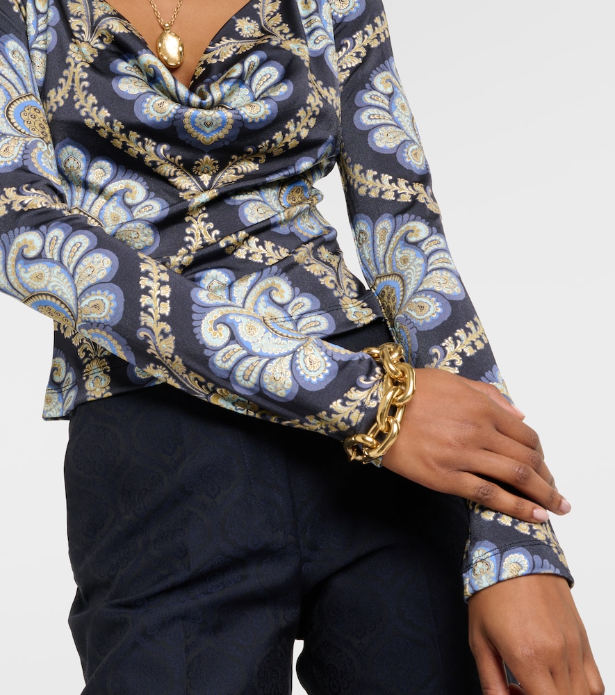 Scoop-neck paisley jersey top