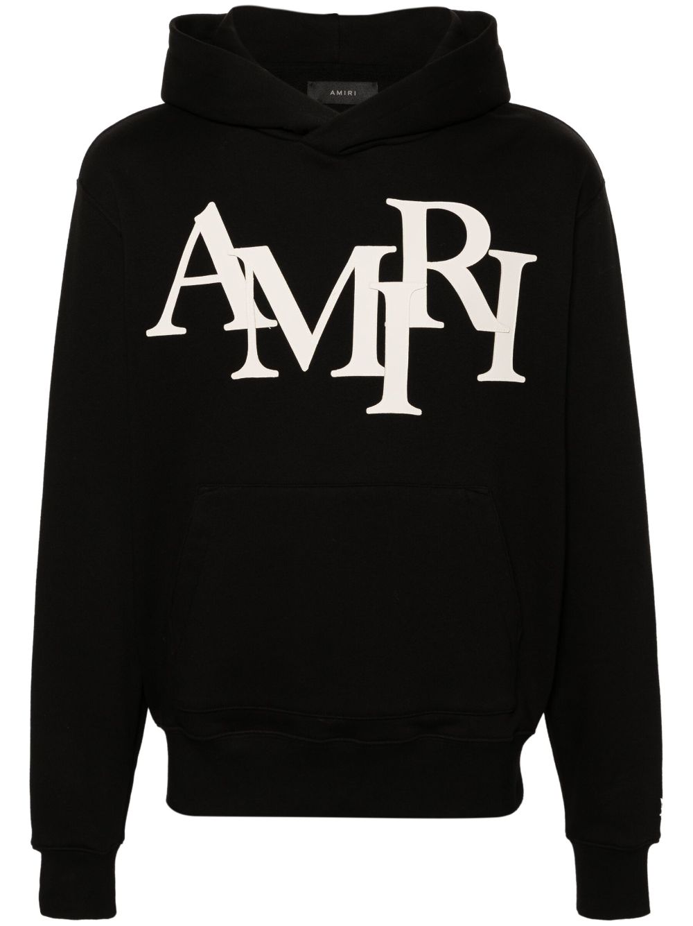 Staggered logo-appliqué cotton hoodie - Neutrals