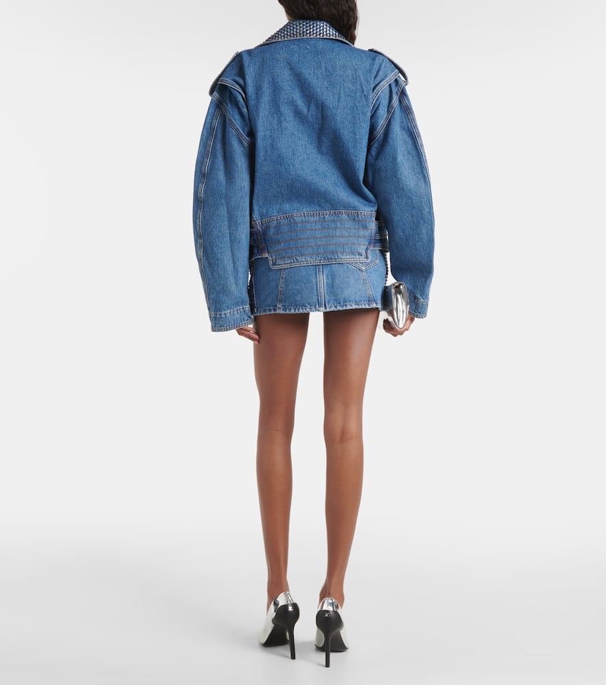 Crystal-embellished denim jacket