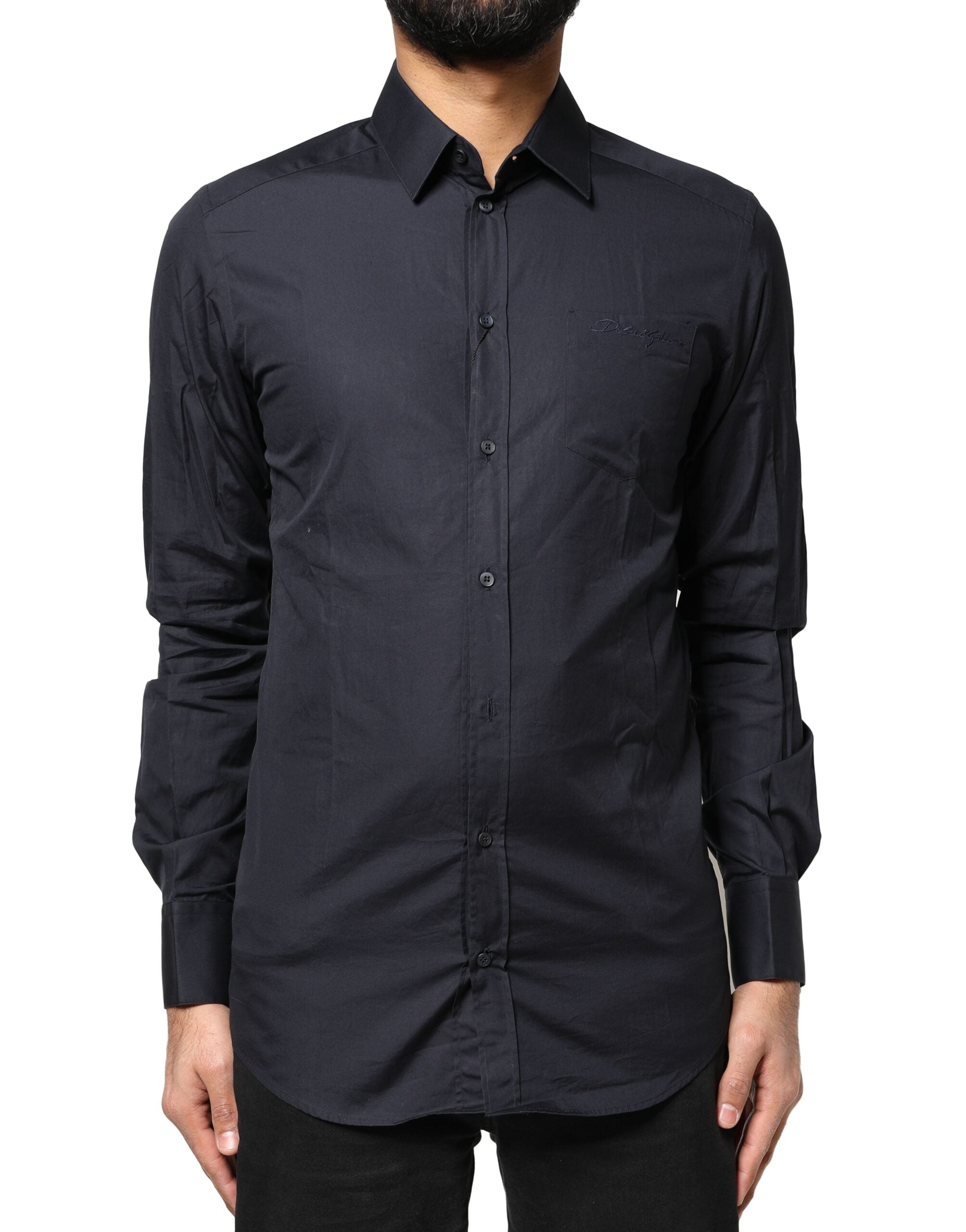 Cotton Dress Shirt Shirt — Navy