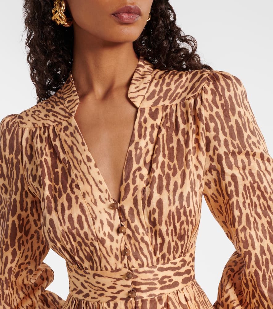 Cascadian leopard-print linen midi dress