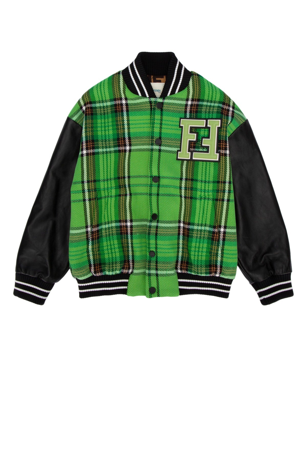 Plaid Wool Bomber Jacket — Green