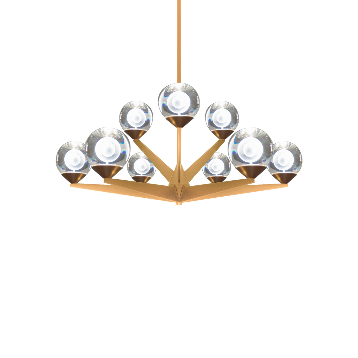 Aged Brass LED Chandelier from the Double Bubble Collection