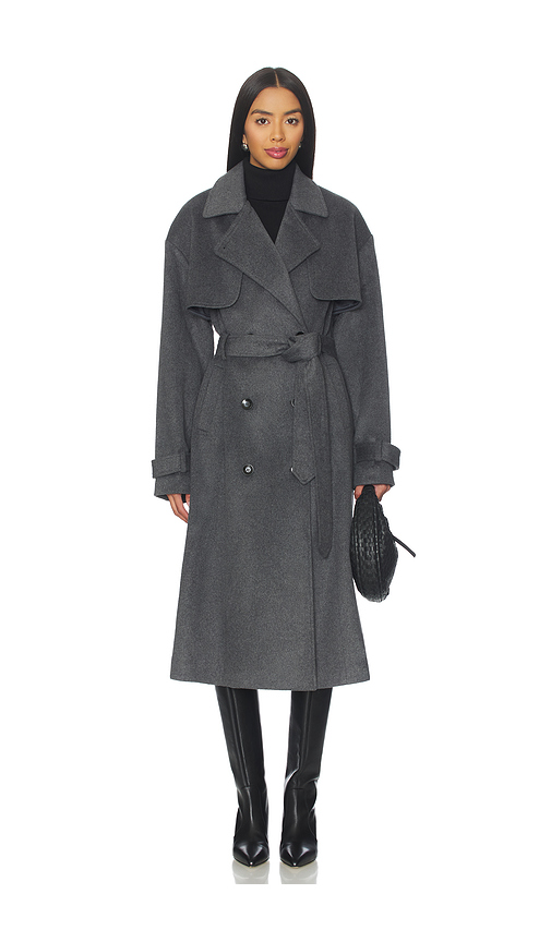 OW Collection MANTEAU EN LAINE MATILDA en Charcoal. M. Also en
