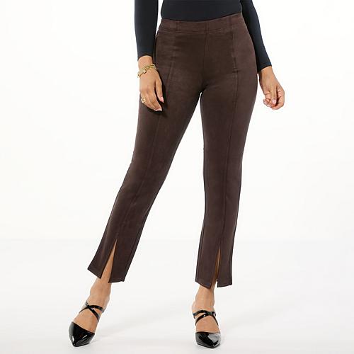 Faux Suede Straight Leg Legging - Brown