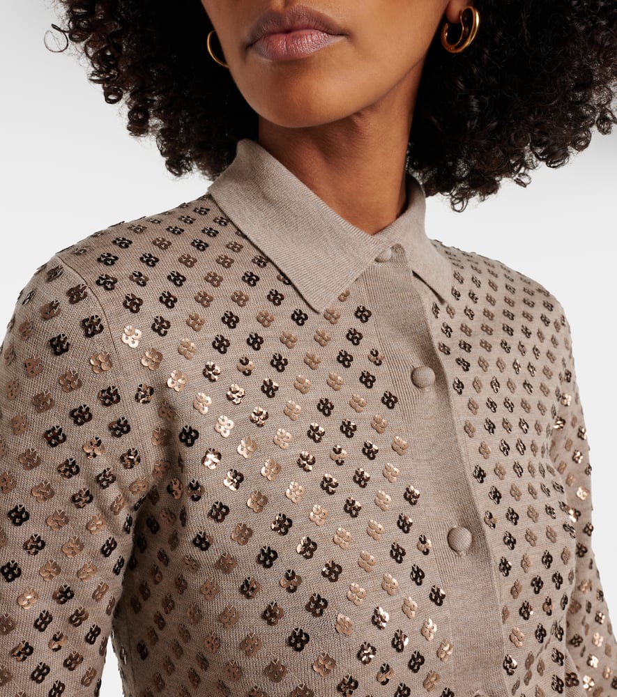 Ragno sequined virgin wool cardigan
