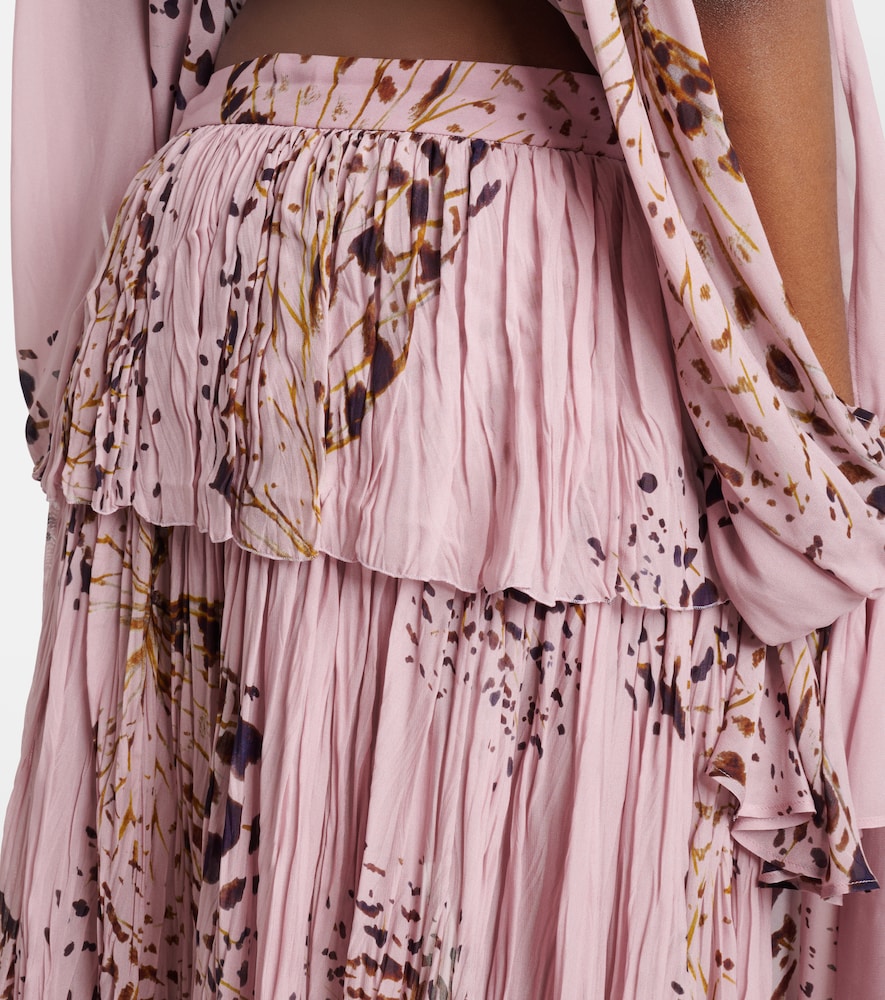 Printed asymmetric georgette maxi skirt