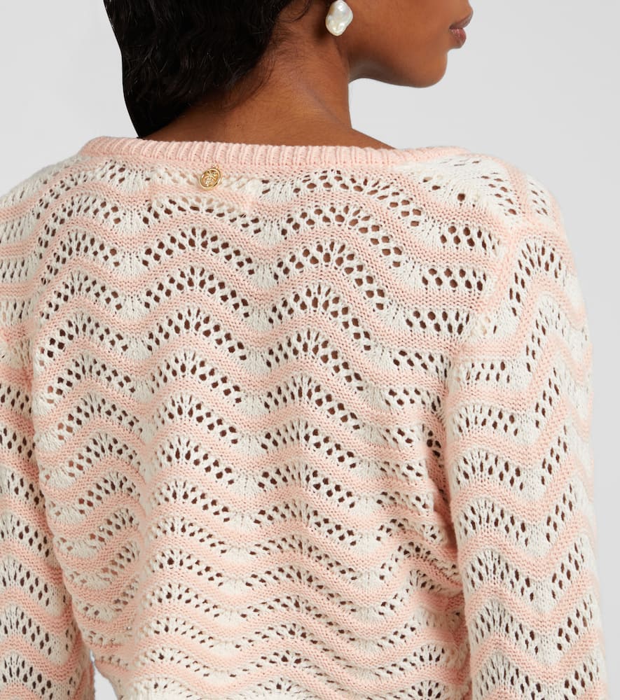 Miana striped cotton-blend crop top