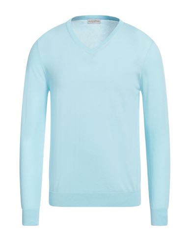 Man Sweater Sky blue Size 42 Cotton
