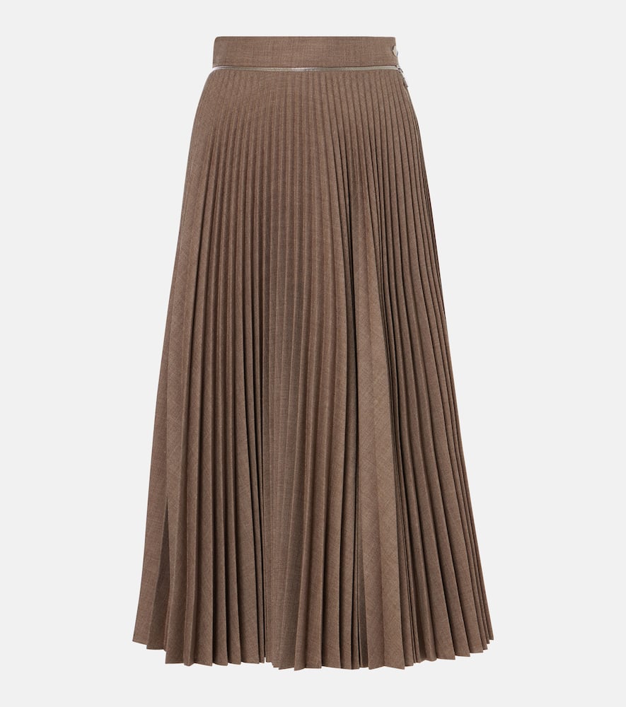 Pleated wool midi skirt
