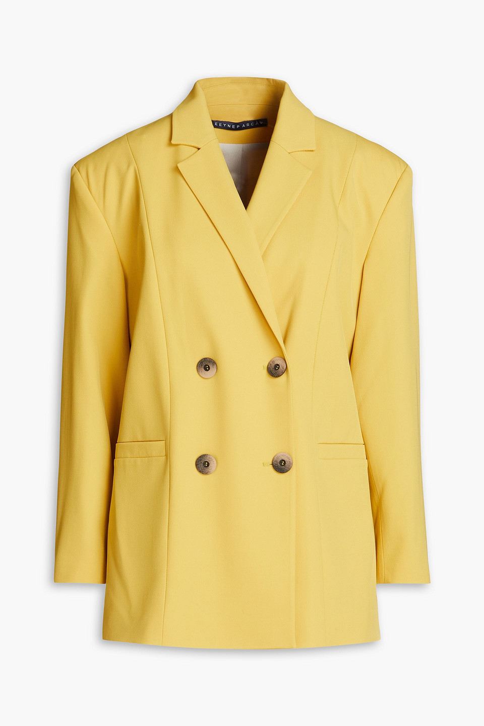 Oversized double-breasted wool-twill blazer - Yellow - US 2