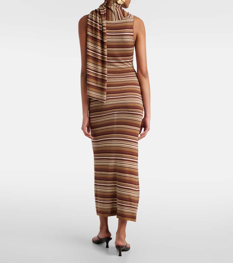 Striped silk-blend midi dress