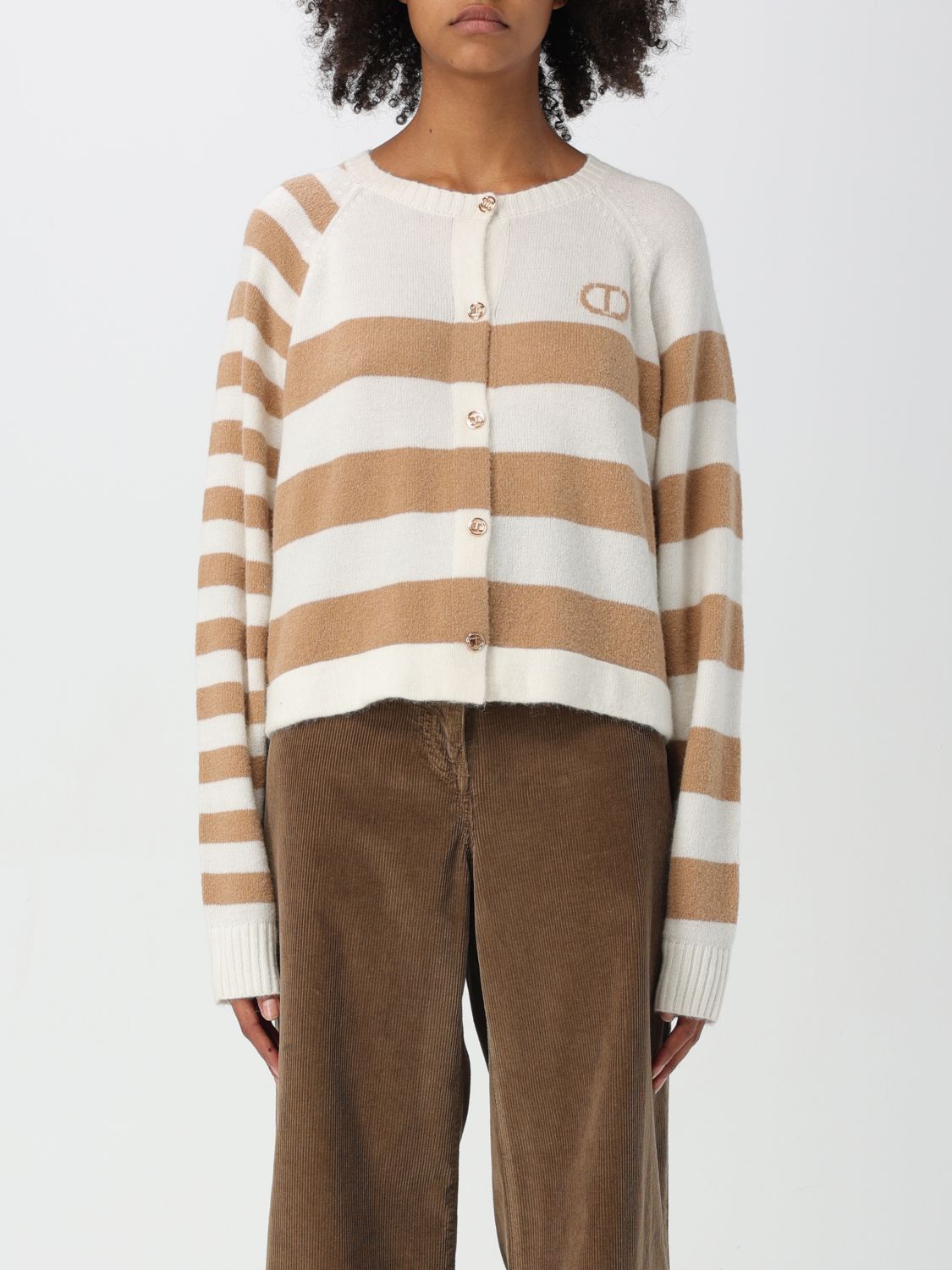 Two-tone striped cardigan - Neutrals