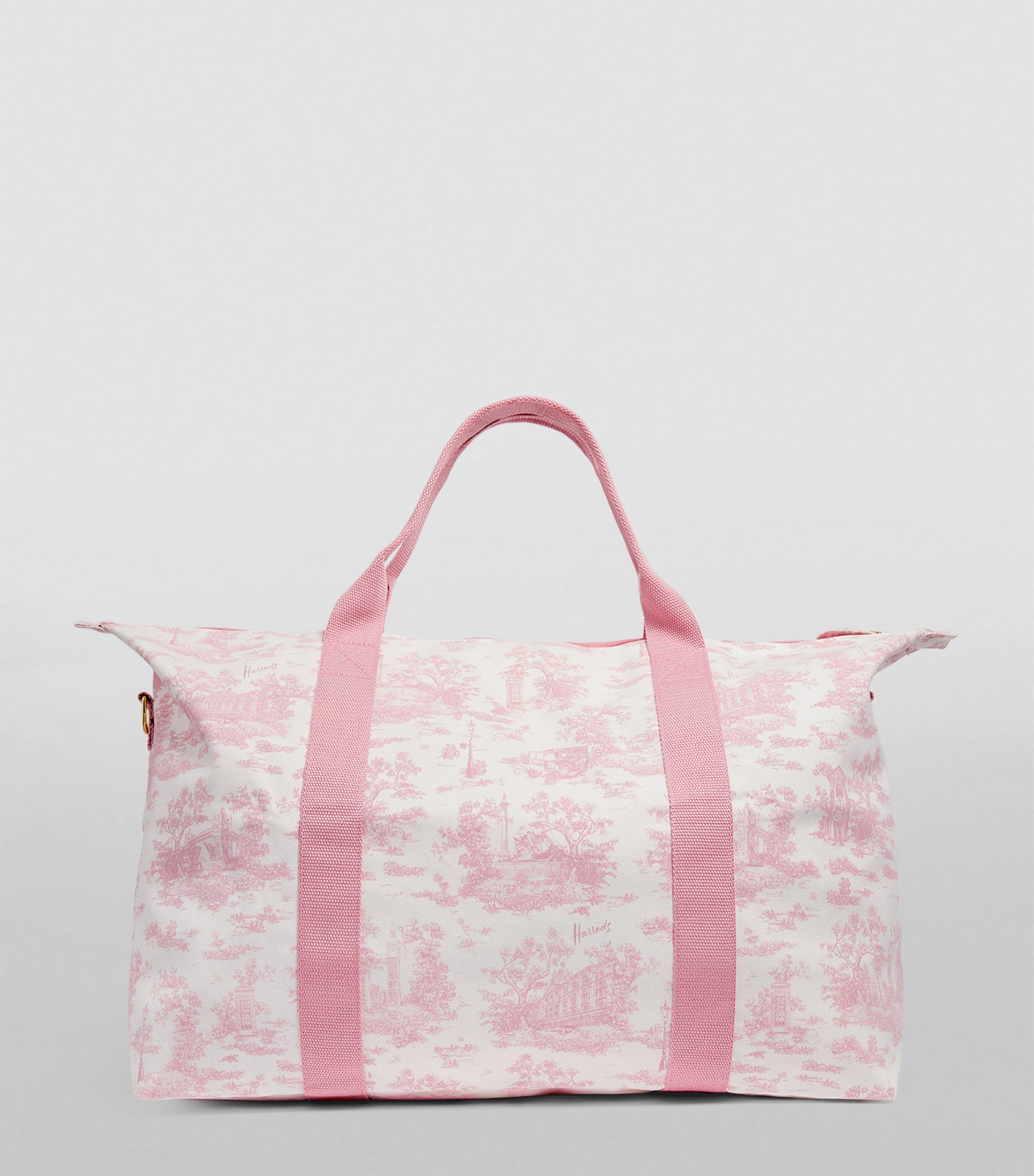 Pink Toile Foldable Overnight Bag