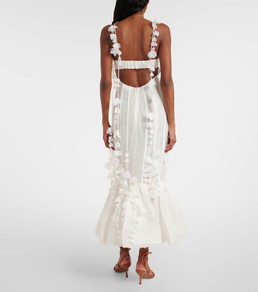 Dawning linen and silk midi dress