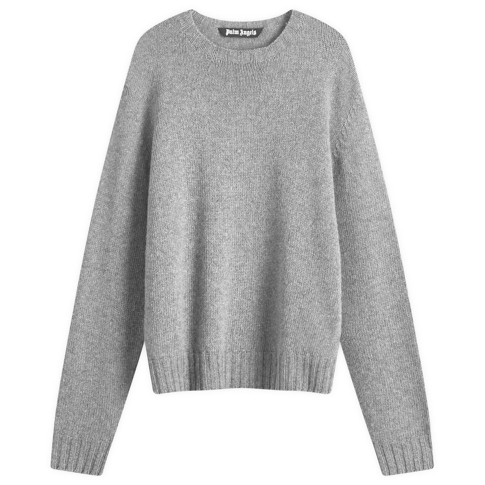 Men's Curved Logo Melange Crew Knit in Grey