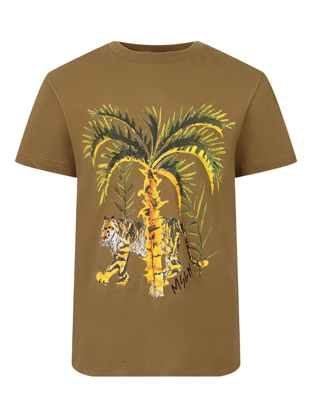 Tiger-print cotton T-shirt - Neutrals