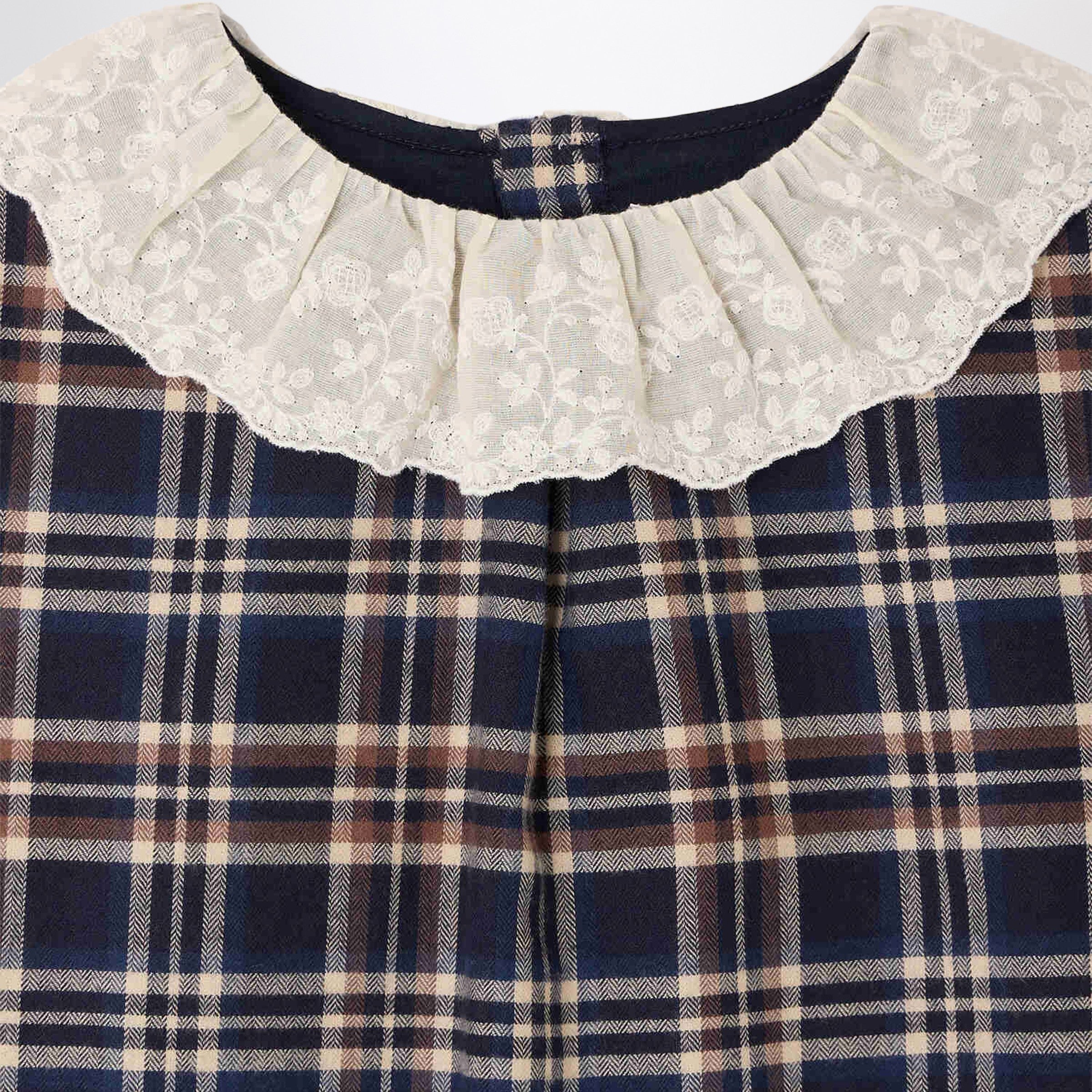 Baptistine blue checked dress in organic cotton