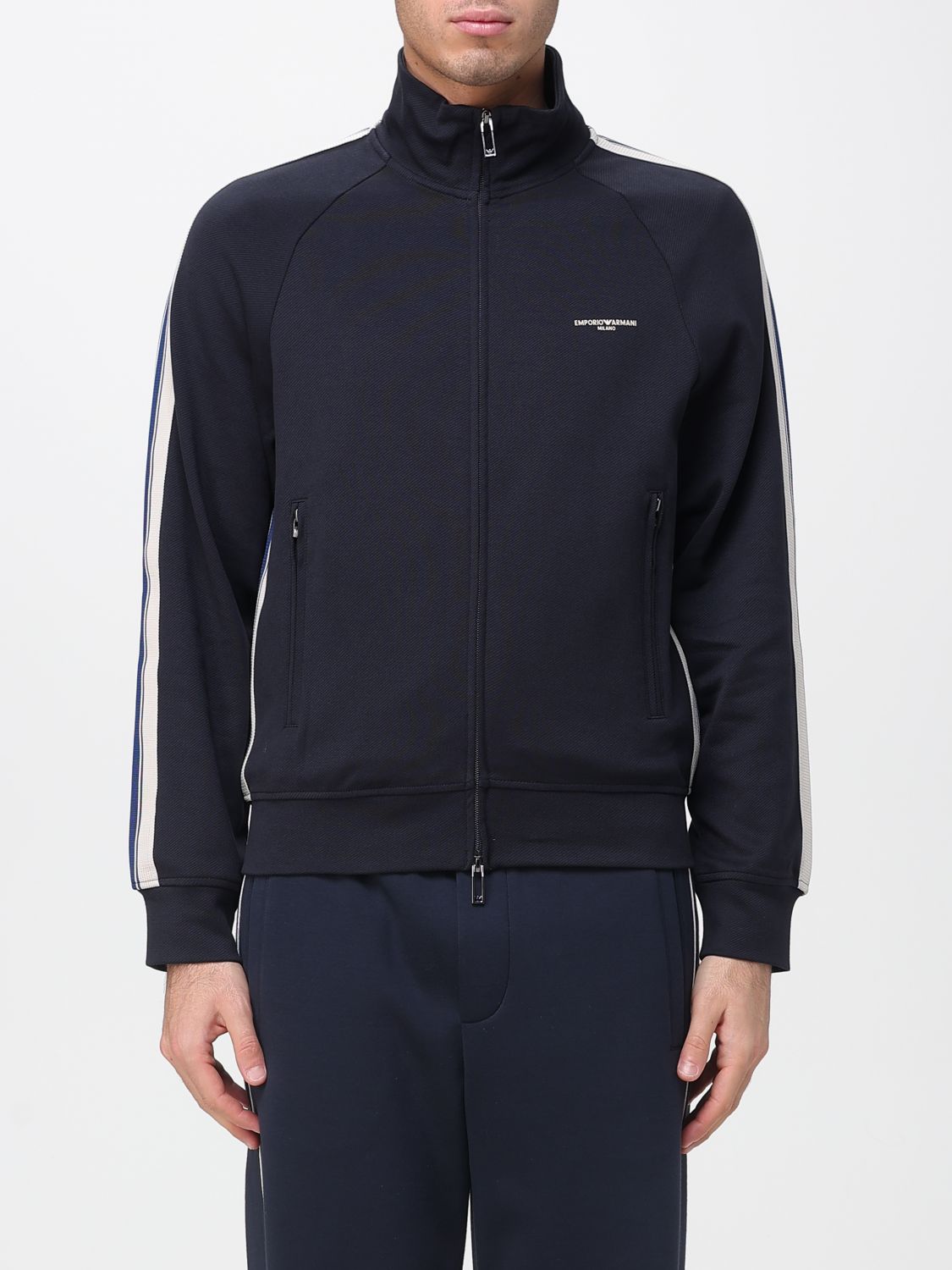 Side-stripe zip-up track jacket - Black