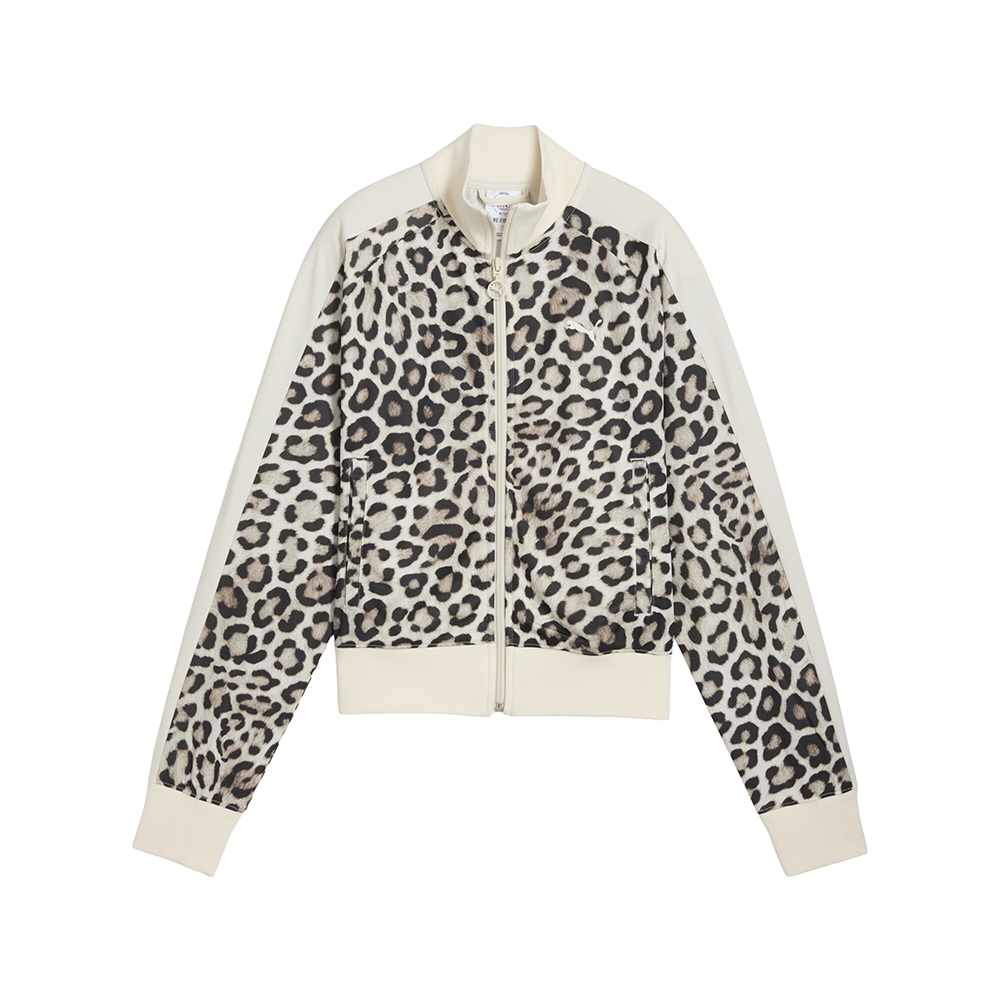 T7 Leo Luxe Cheetah Print Short Full Zip Track Jacket