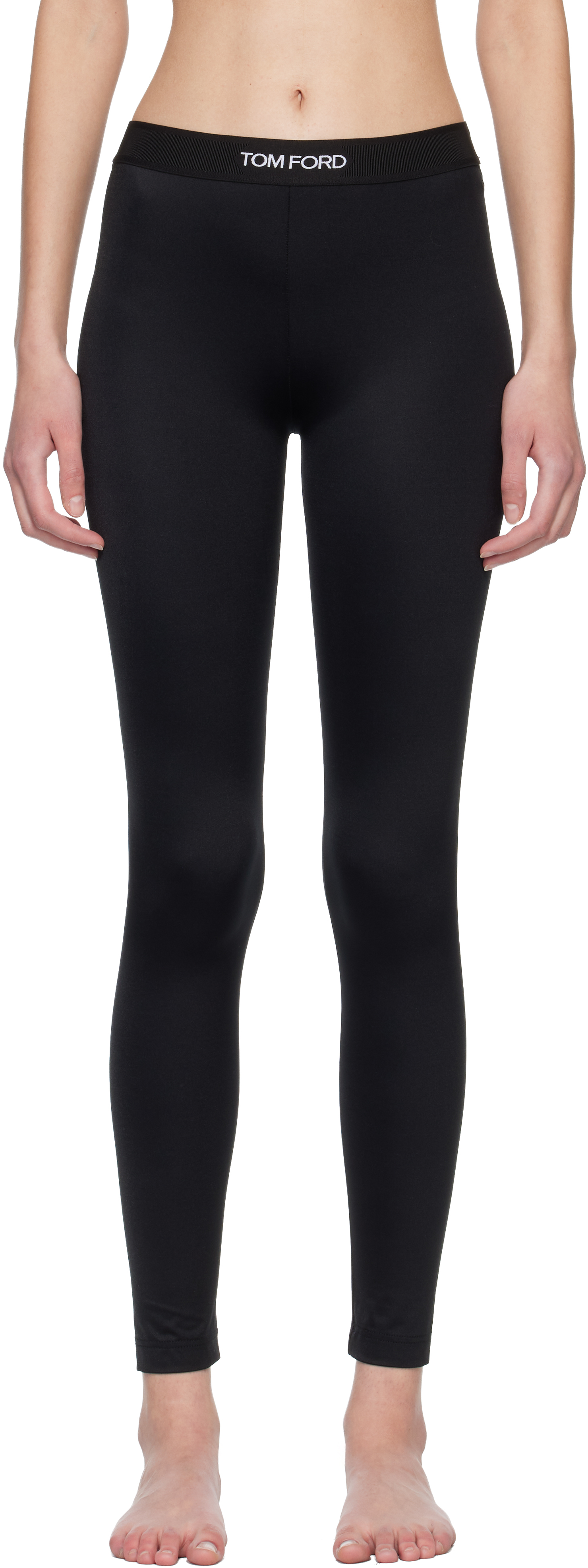 Black Lustrous Jersey Signature Leggings