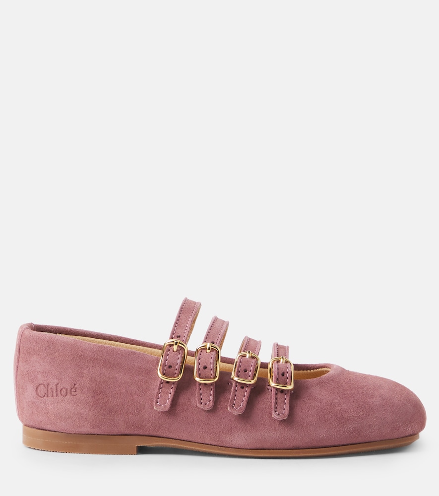 Chloé Kids Suede Mary Jane flats