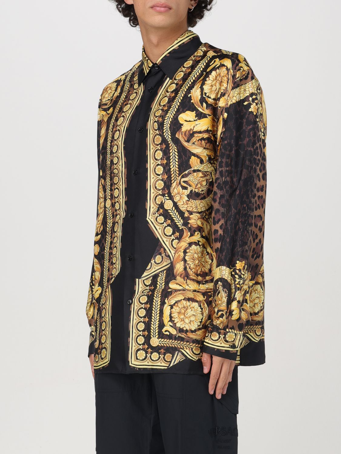 Barocco-print shirt - Black