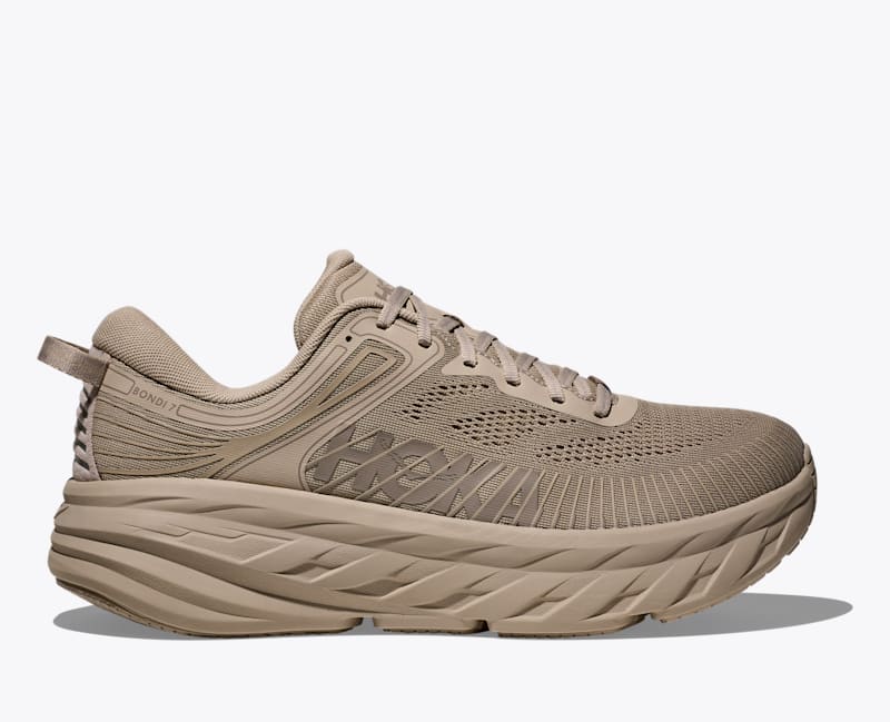HOKA Men's Bondi 7 Shoes in Raw Linen/Raw Linen