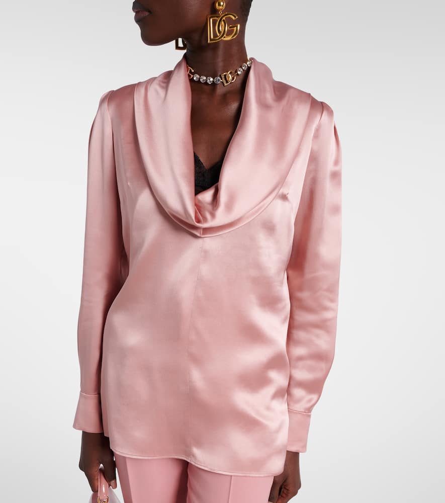 Draped silk satin blouse