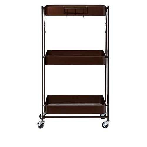 3-Tier Foldable Rolling Cart with Large Shelves