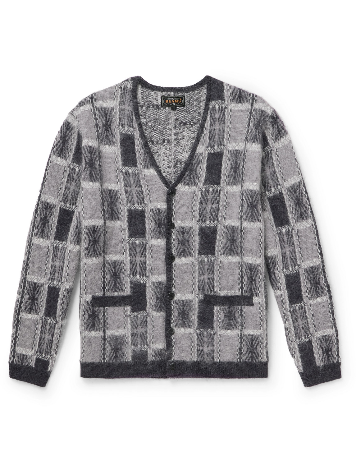 Brushed Checked Jacquard Cardigan