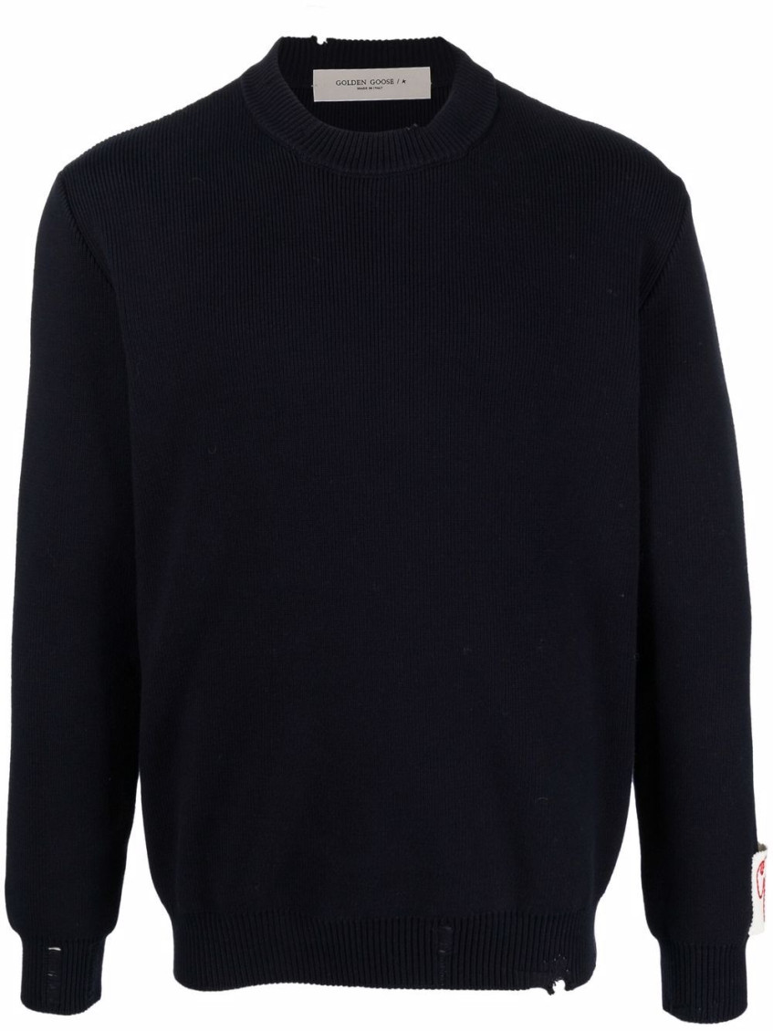 Distressed crew neck sweatshirt