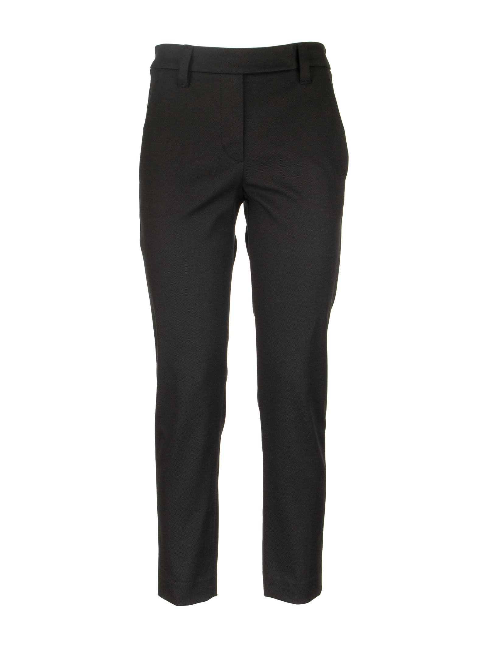 Slim Fit Cropped Plain Trousers