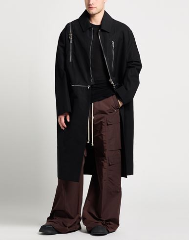 Man Overcoat & Trench Coat Black Size 36 Cotton