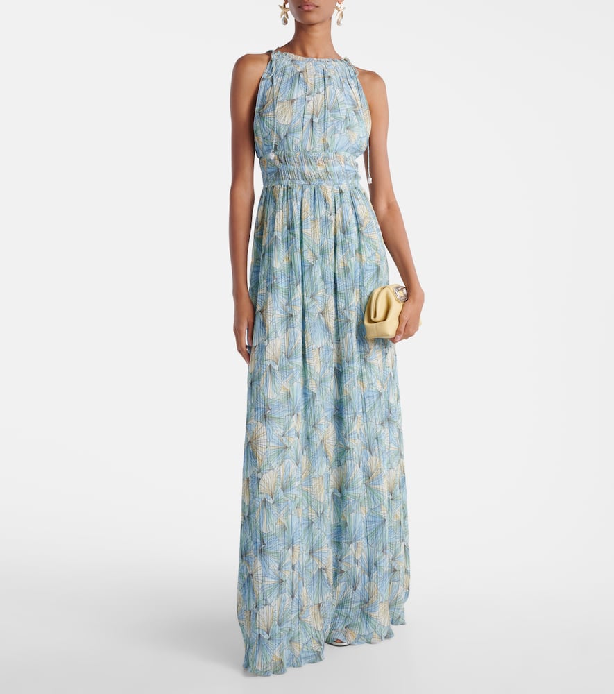 Yardley floral pleated chiffon gown