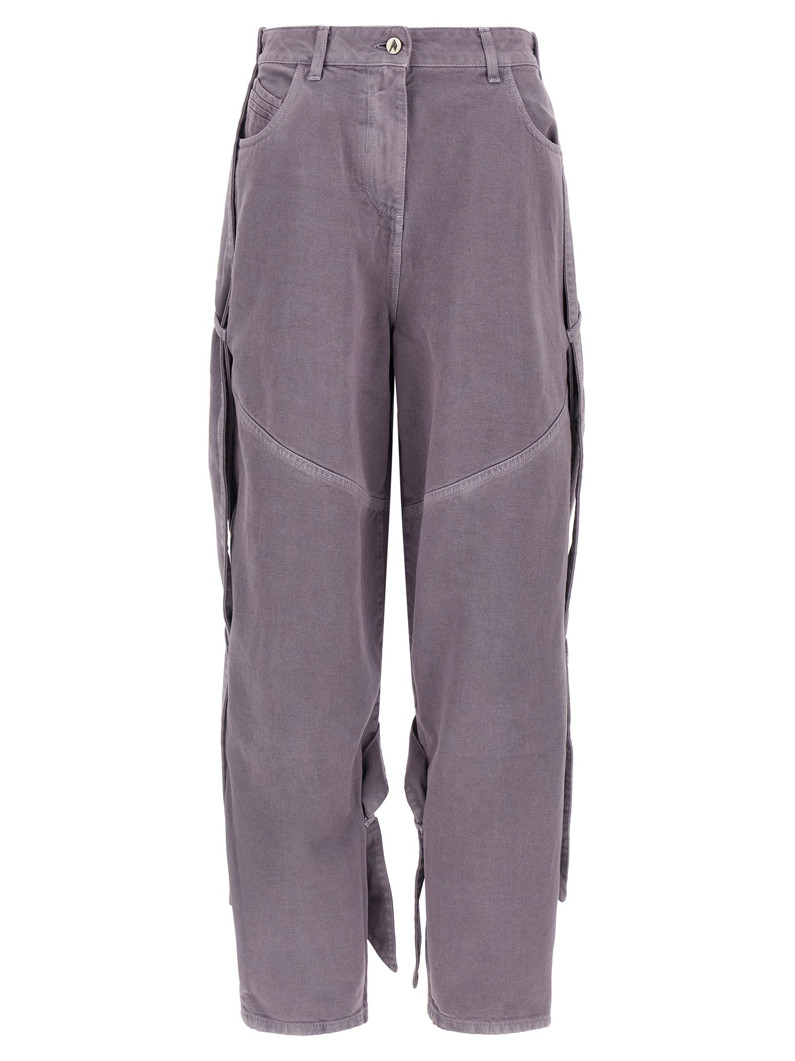 Garment-Dyed Cotton Cargo Pants — Purple