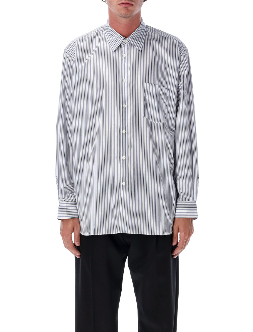 Blue Cotton Striped Shirt