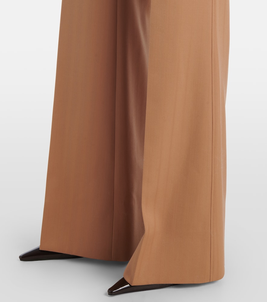 Low-rise striped wool flared pants