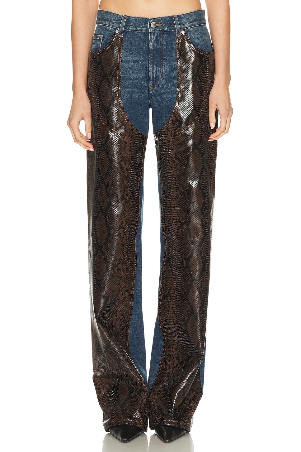 Stella McCartney Snake Chap Wide Leg in Dark Blue - Blue. 30 also , 26, 27