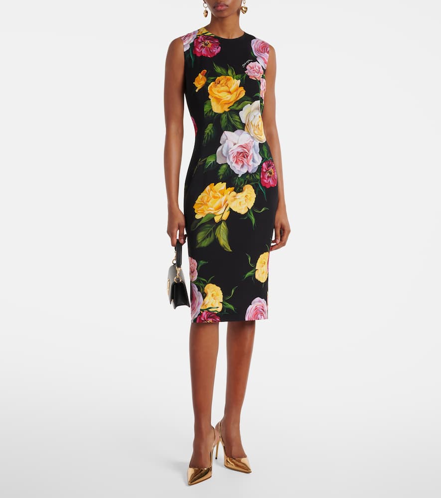 Floral silk-blend midi dress