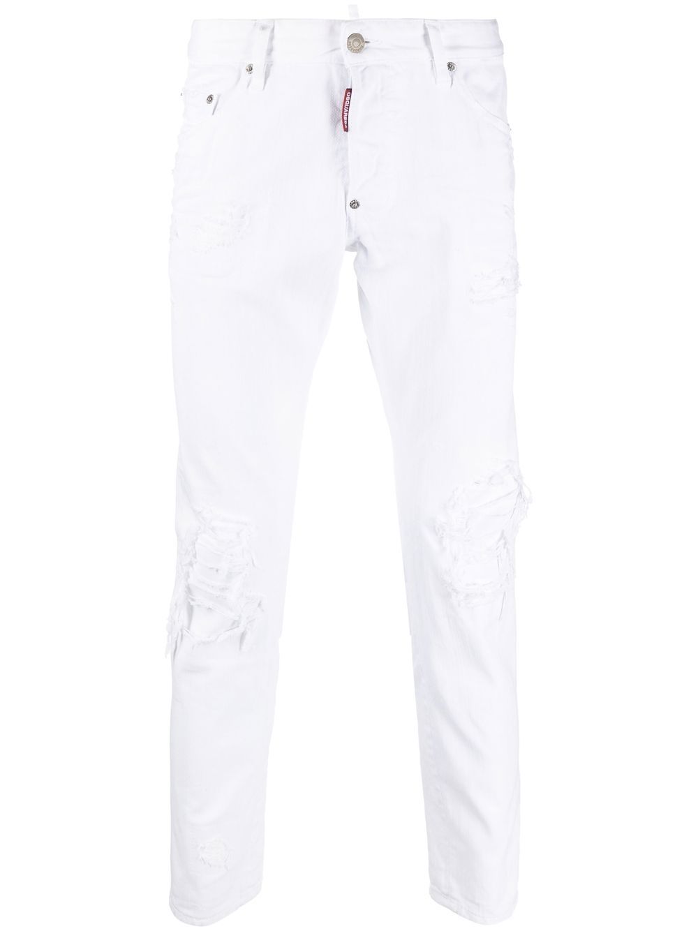 Ripped tapered skinny-cut jeans - White