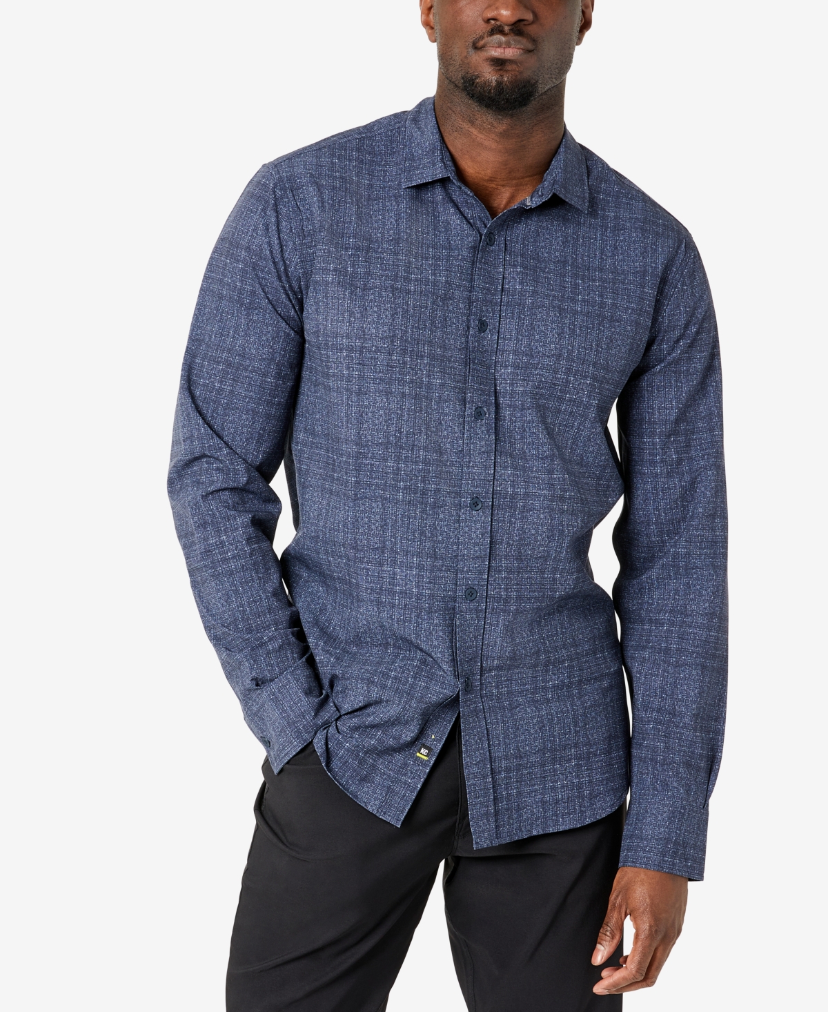 Men's Slim Fit Performance Shirt - Navy Line Check