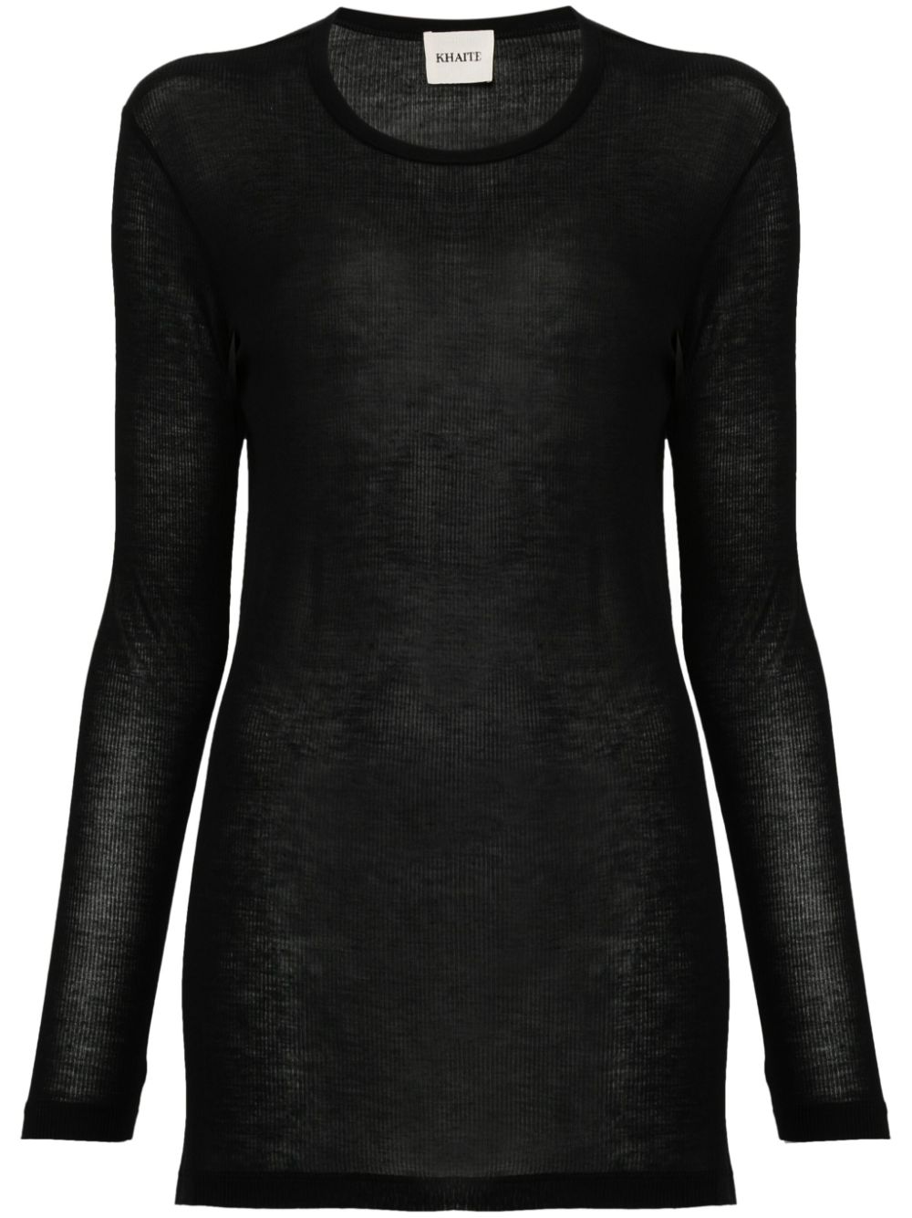 Ribbed long-sleeve top - Black