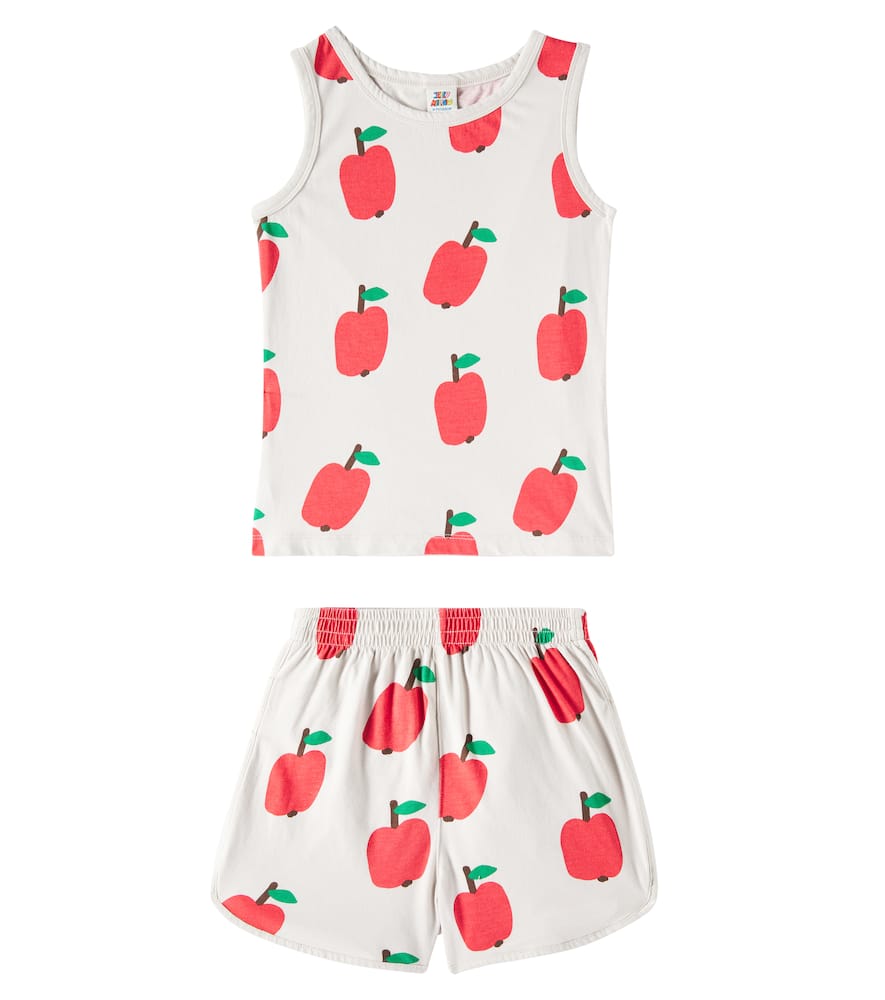 Jellymallow Apple printed jersey tank top and shorts set