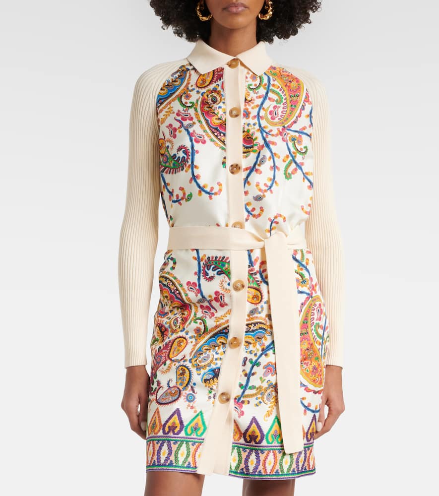 Paisley belted cotton cardigan
