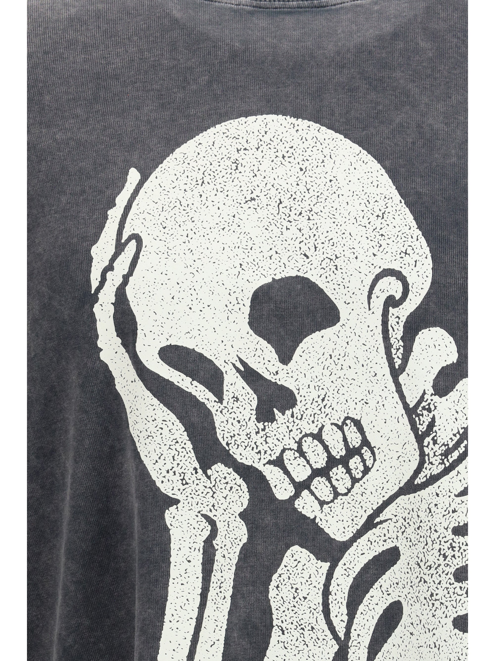 Skull Graphic Double-Layer Shirt — Black